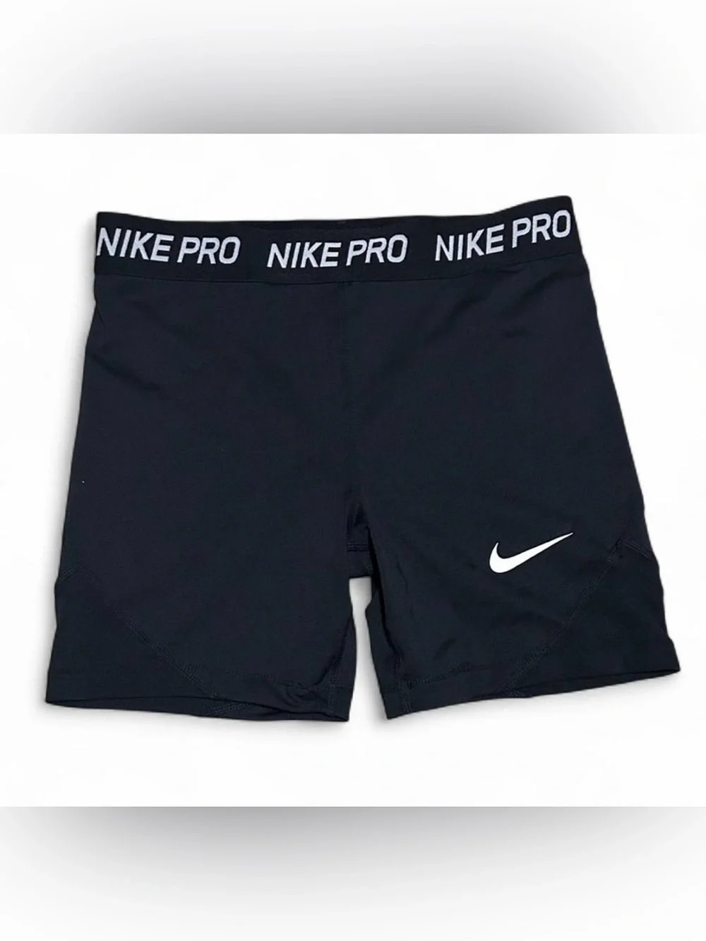 Nike Black Athletic Compression Shorts with White Logo